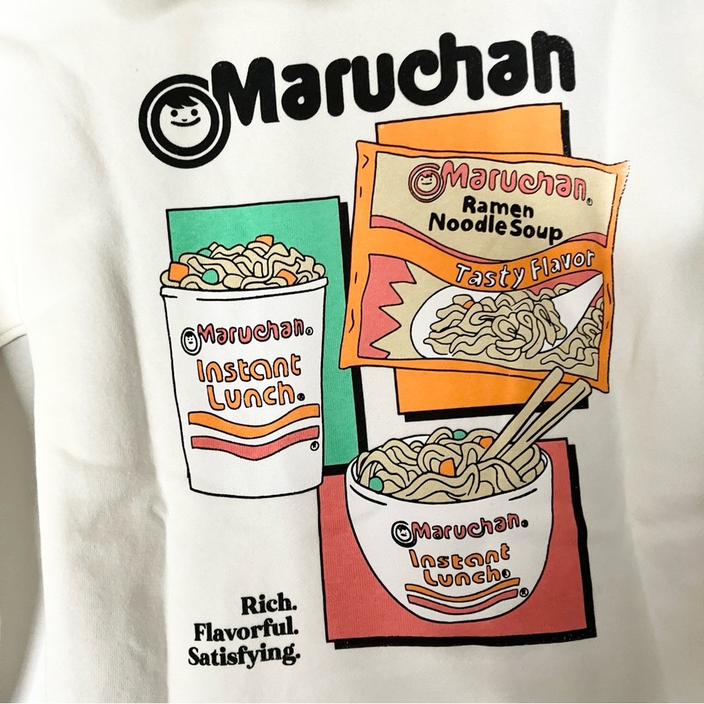 Art Class NWT XS(4/5) Boy' Maruchan Ramen Noodle Graphic Hoodie cream - Picture 7 of 16